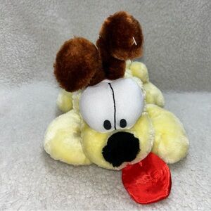 Odie from Garfileld yellow 14" dog plush red tongue Play by Play